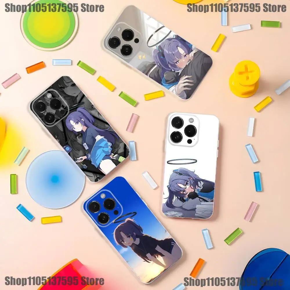 حافظة هاتف Hayase Yuuka Blue A-Archive لهاتف iPhone 17,16,15,14,13,12,11 Pro,Max,Plus,X,XS,XR,SE4,E غطاء ناعم شفاف صغير #1