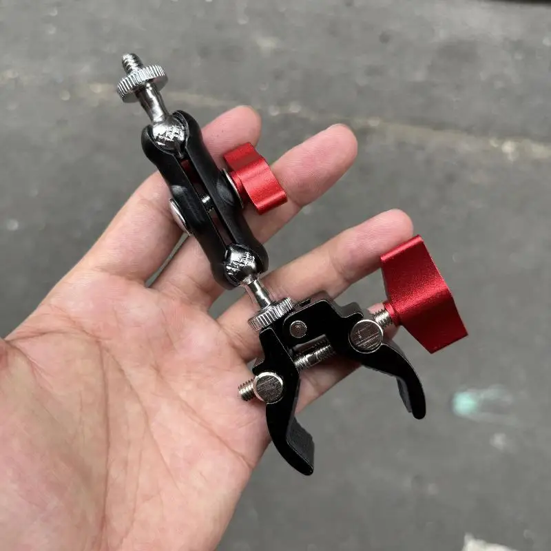 1 Set Photography Accessories Camera Metal Super Clamp With Double Ball Head Magic Arm For  Monitor Light Mic Phone Mount