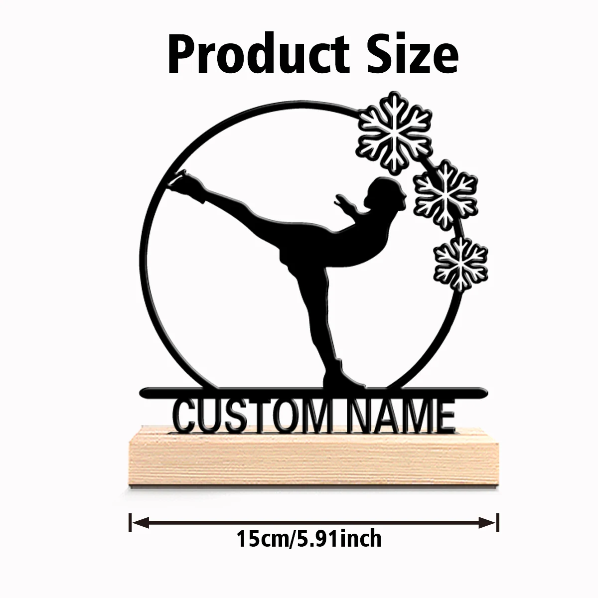 1pc Romantic Personalized Custom Ice skating Modern Wooden Base Decor for Office Living Room Nature-Inspired Easter decorations view 2