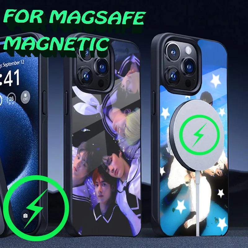 Kpop Phone Case For iPhone 16,15,14,13,12,11,Plus,Pro,Max Mini Magsafe T-Txts Boy B-Band Magnetic Wireless Charging