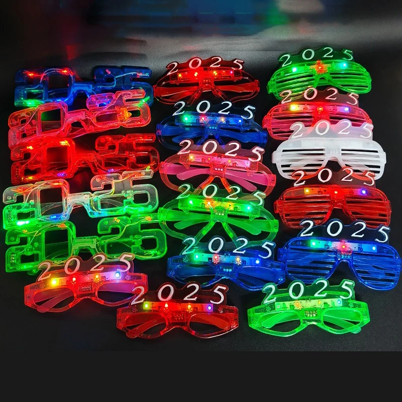 20/50/100PCS Occhiali da vista illuminati a LED 2025 per bambini e adulti Occhiali luminosi che si illuminano al buio, 6 colori al neon, bomboniere per matrimoni