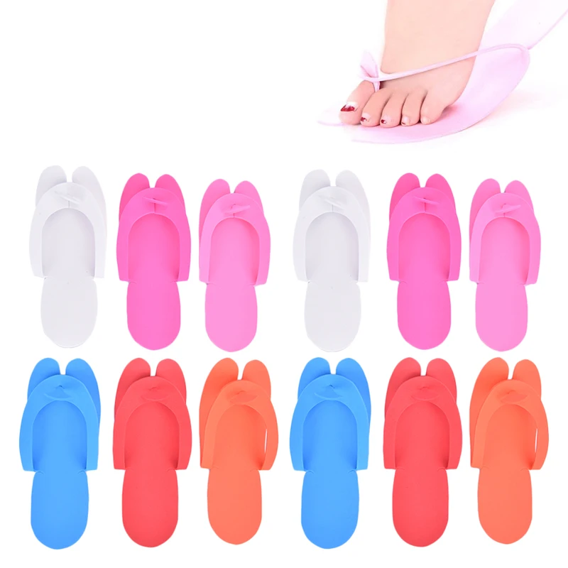 

12 Pairs Random Color Disposable Foam Slippers Pedicure Slippper For Salon Spa Pedicure Foot Flip Flop Slippers