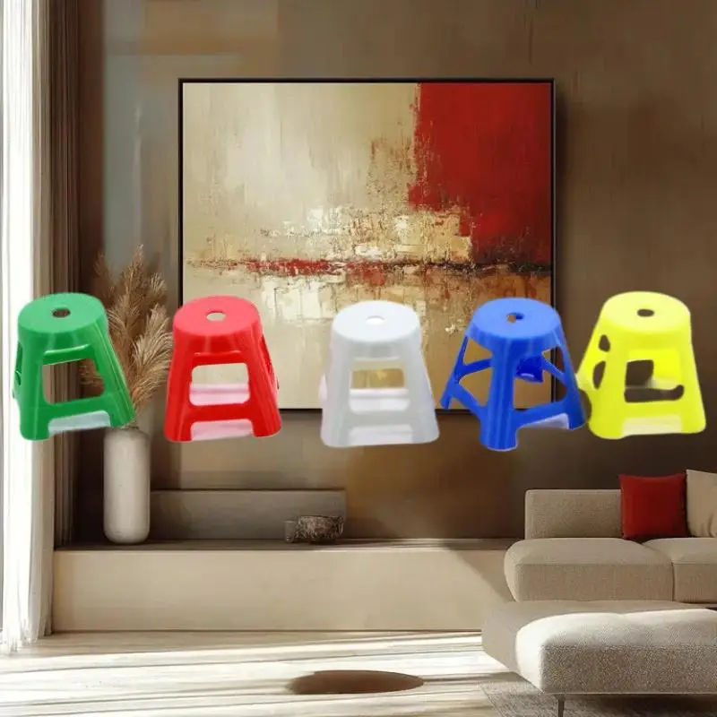 5개 세트 미니 플라스틱 의자 소형 의자 모델 1/12 인형집 가구 세트 인형집 장식 역할 놀이 장난감 어린이용