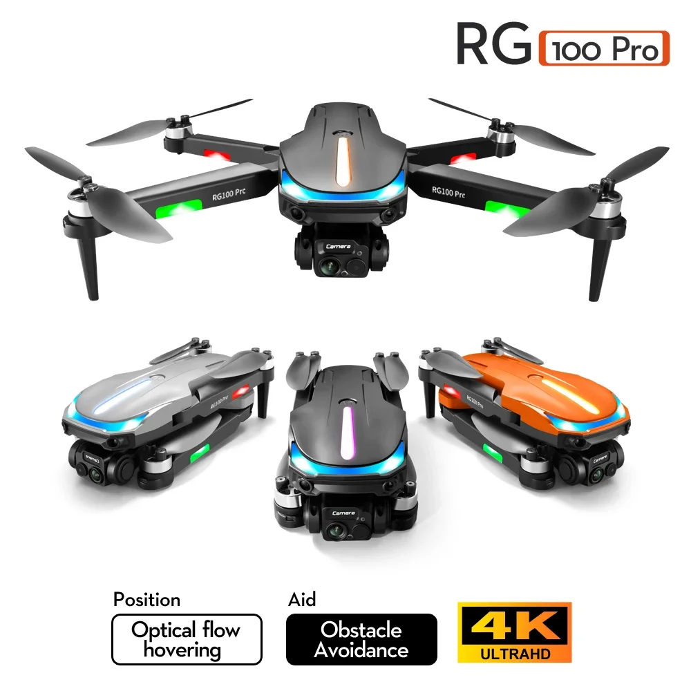 RG100 PRO Drone Quadcopter RC UAV, mainan pesawat tanpa sikat pengembalian GPS kamera ganda 4K HD 5G WiFi FPV 360 ° Laser