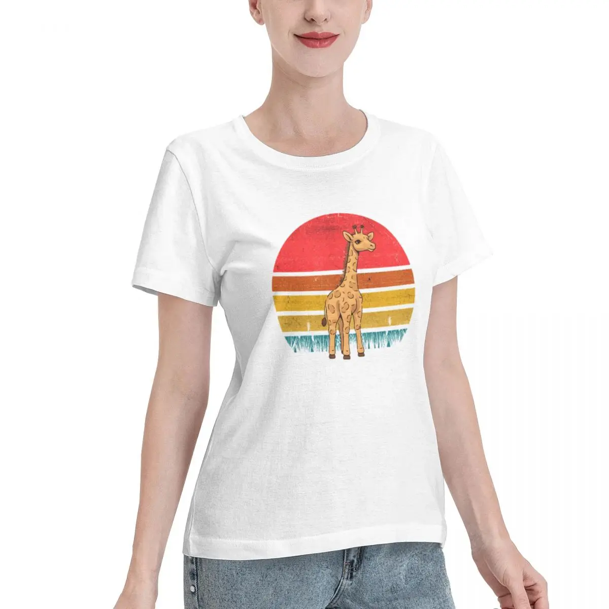 Go To Top Giraffe Vintage Retro Sunset Women's T-shirt Weekend Look All Season T-Shirt