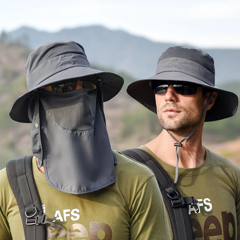 Summer Fisherman Hat for Men, Outdoor Quick-Drying Sun Protection Men's Sun Hat for Shading While Fishing, Breathable Sun Hat