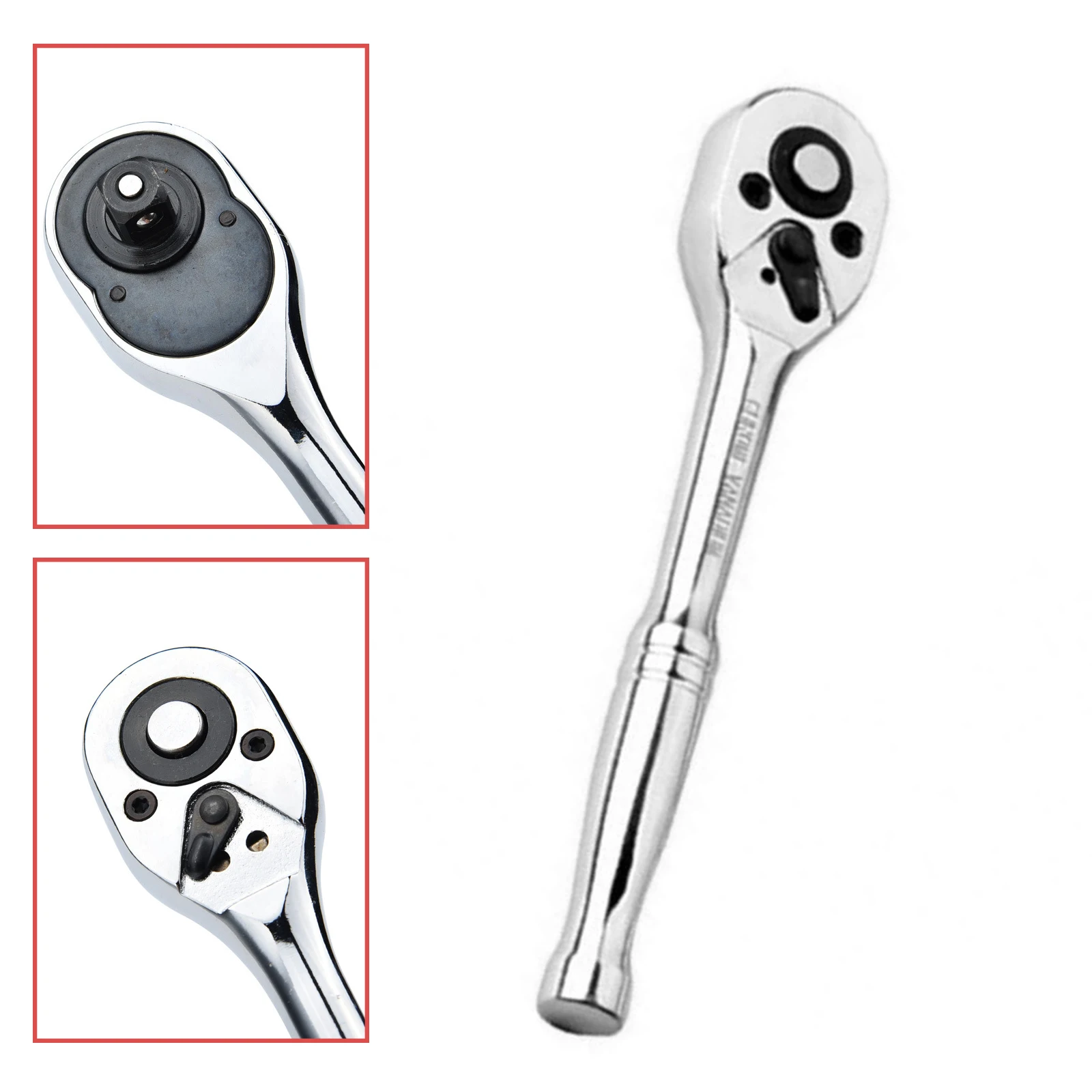 1Pc 1/4 In High Torque Ratchet Wrench Socket Quick Release Square Head Spanner Two-way Ratchet Socket Wrench Auto Repair Tool