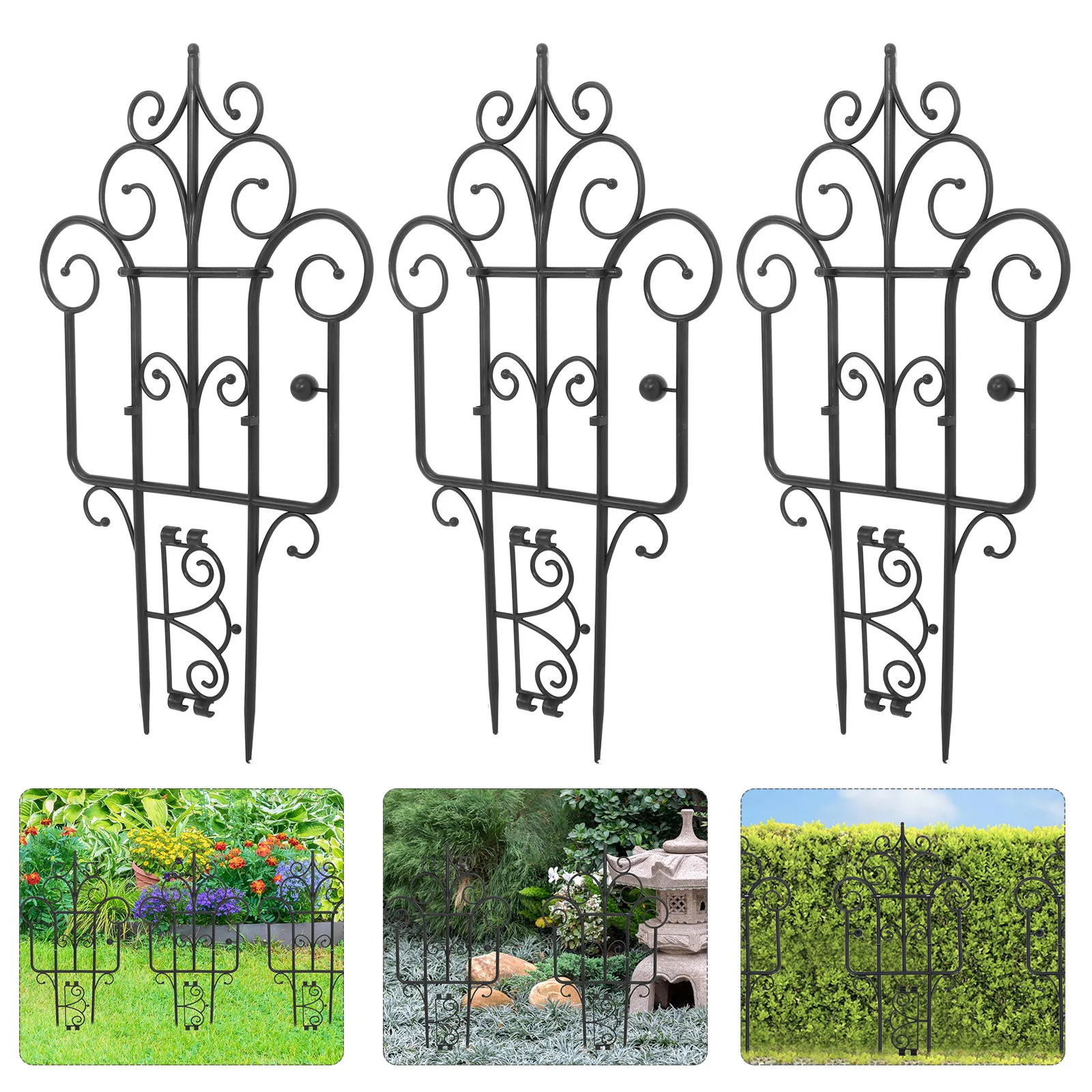 

6 Sheets Plastic Lawn Edging Border Garden Decorative Fence for Patio Rock Garden Sidewalk Yard Fence Decorative Fences