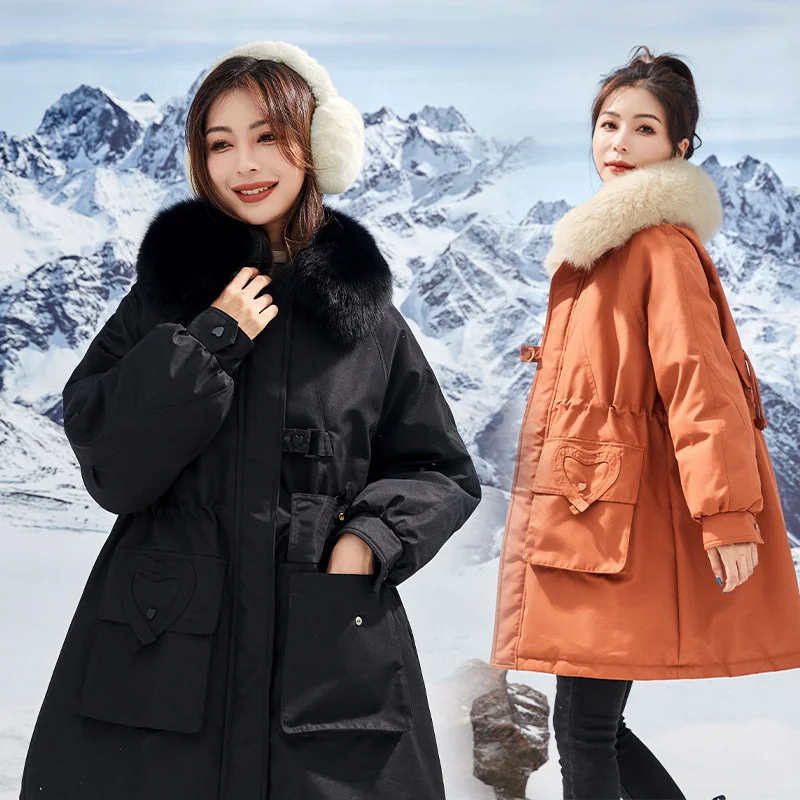 Mulher grávida para baixo jaqueta de inverno casacos ampliados parka grande médio longo gola de pele de raposa eco-friendly casaco roupas neve