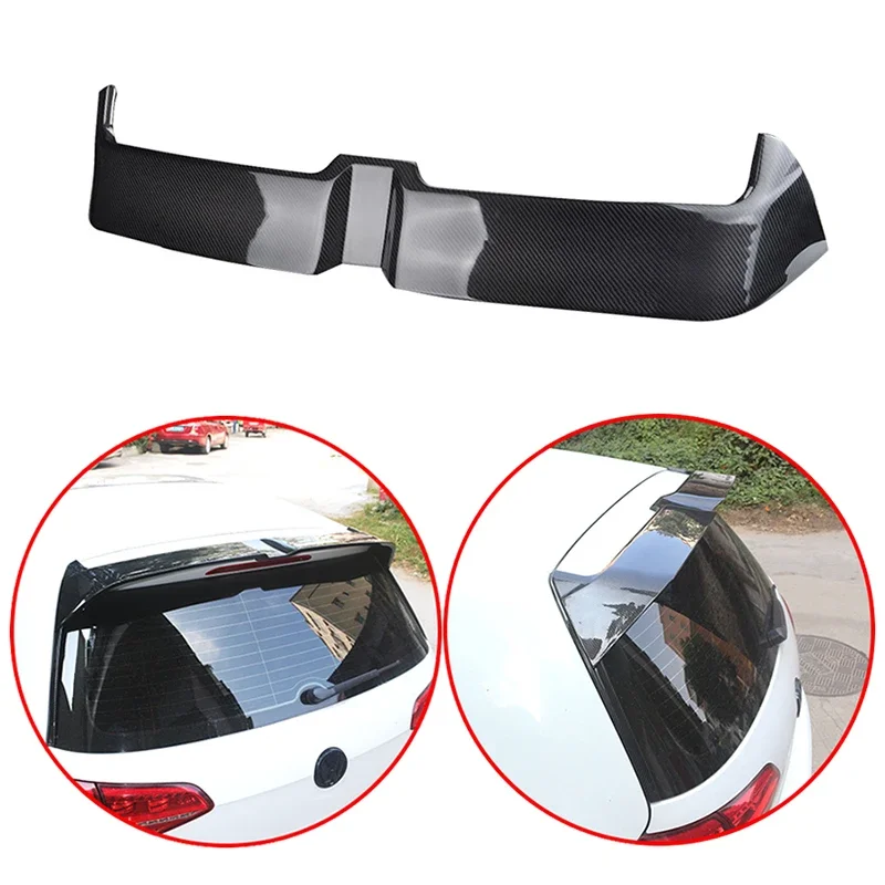 

For VW Volkswagen Golf 7 2013-2017 2.0 GTI&R Spoiler ABS Rear Roof Wing Carbon Fiber Look and Glossy Black