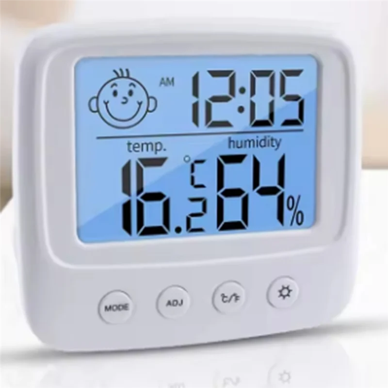 AA01-Indoor Digital Thermometers Hygrometer, Room Temperature And Humidity Gauge With Clock Display Tool
