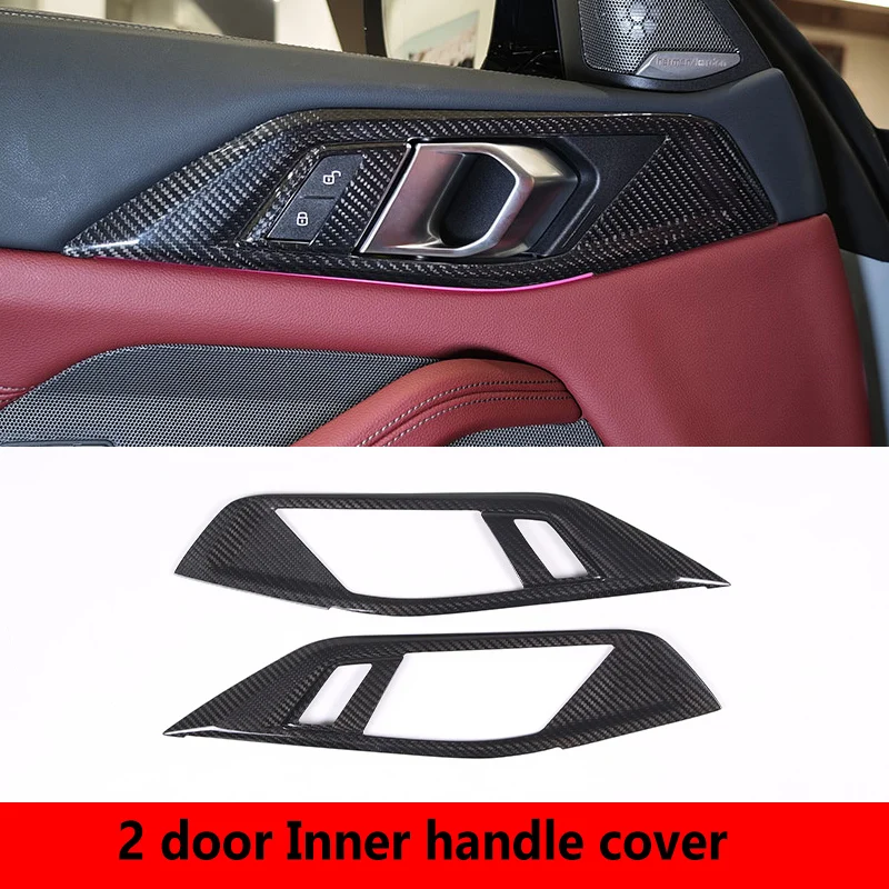 

For BMW 4 Series G22 G23 G26 2020-2024 real carbon fiber Car Interior Door Armrest panel Window Glass Lift Button switch Frame