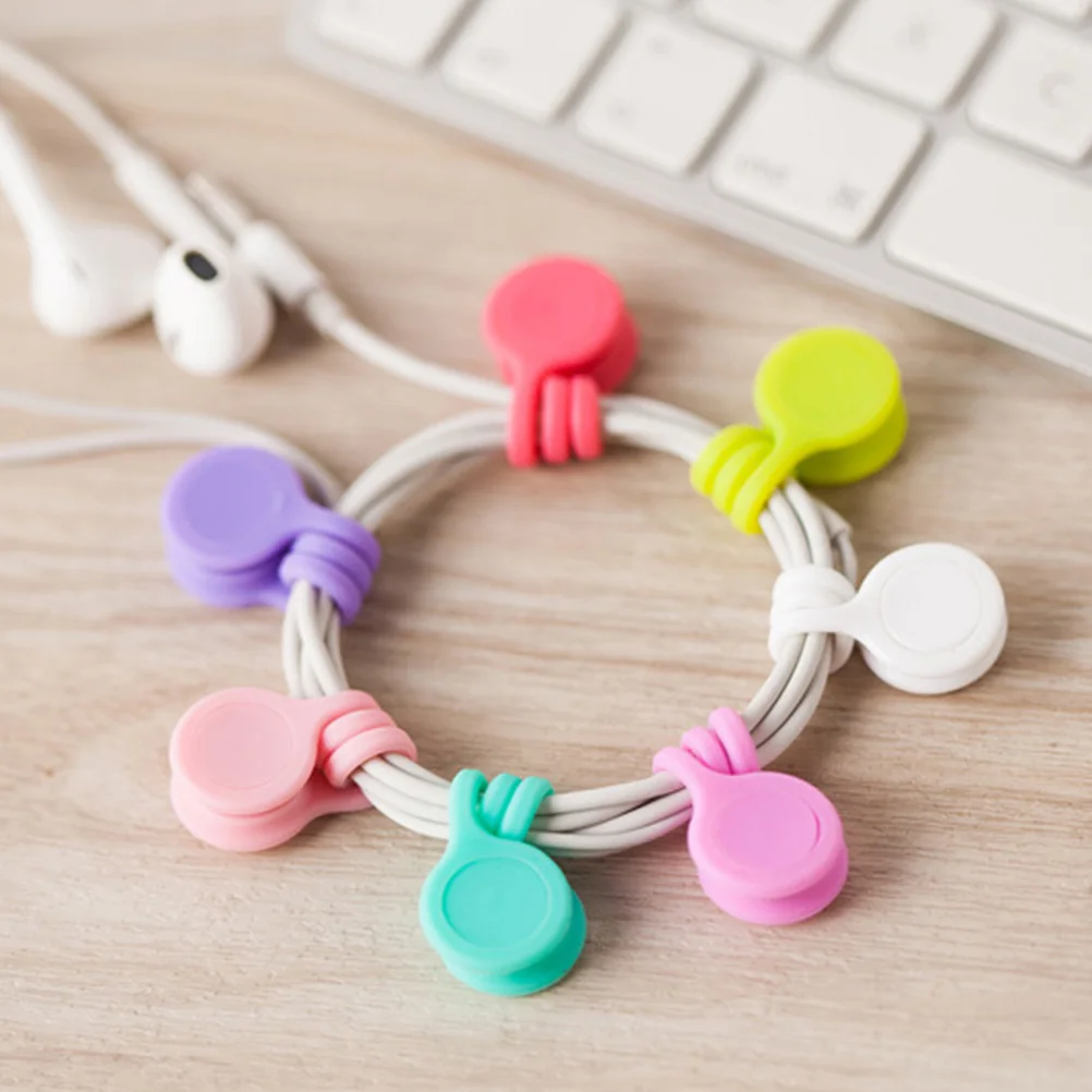 

9PCS Multi-purpose Magnetic Earphone Winders Silicone Cord Organizer Wire Holder Cable Bookmark Keychain Management (Random Colo