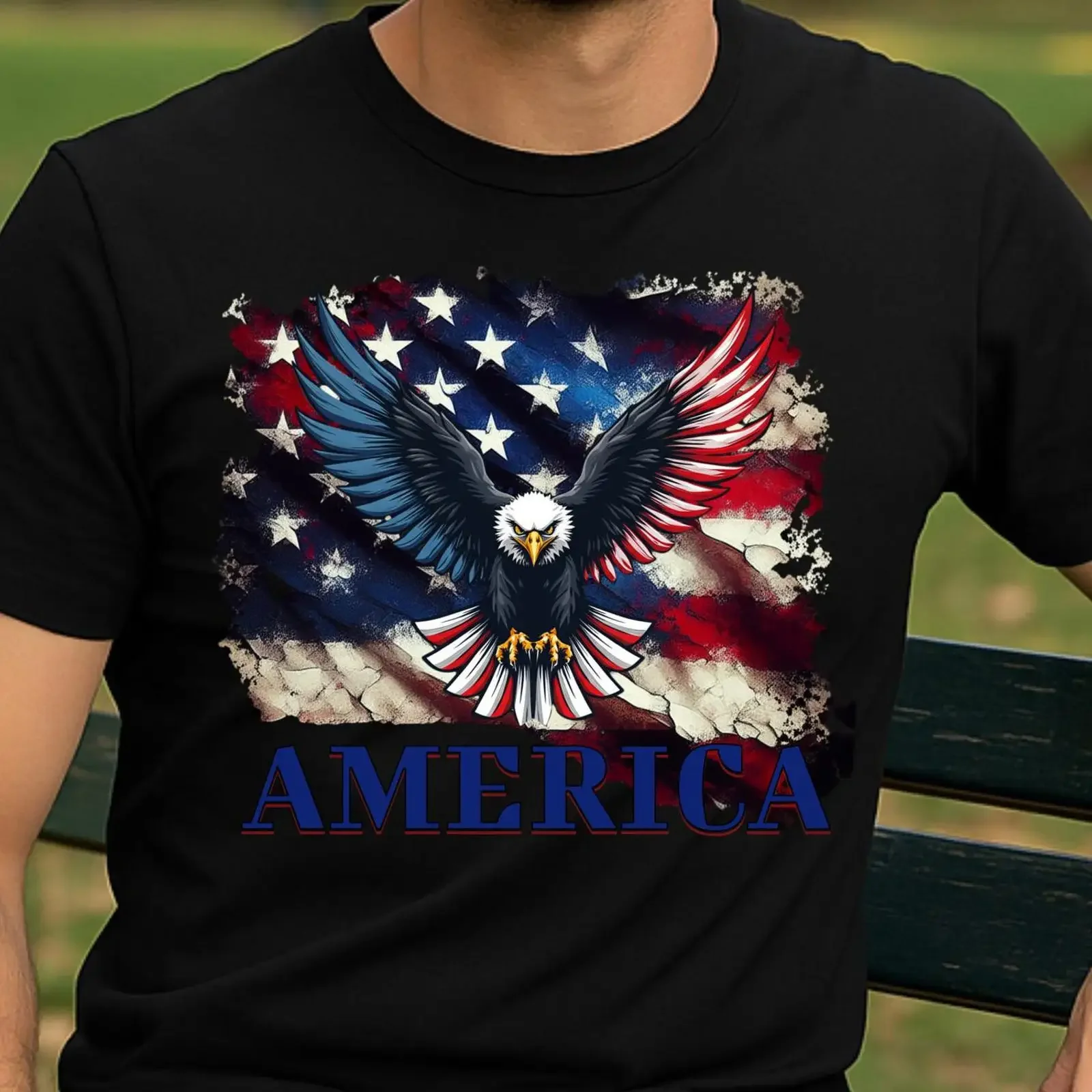 Patriotic Eagle T Shirt America Flag Bald Design USA Freedom Pride vintage Washed designer clothes Unisex Stretched fashion