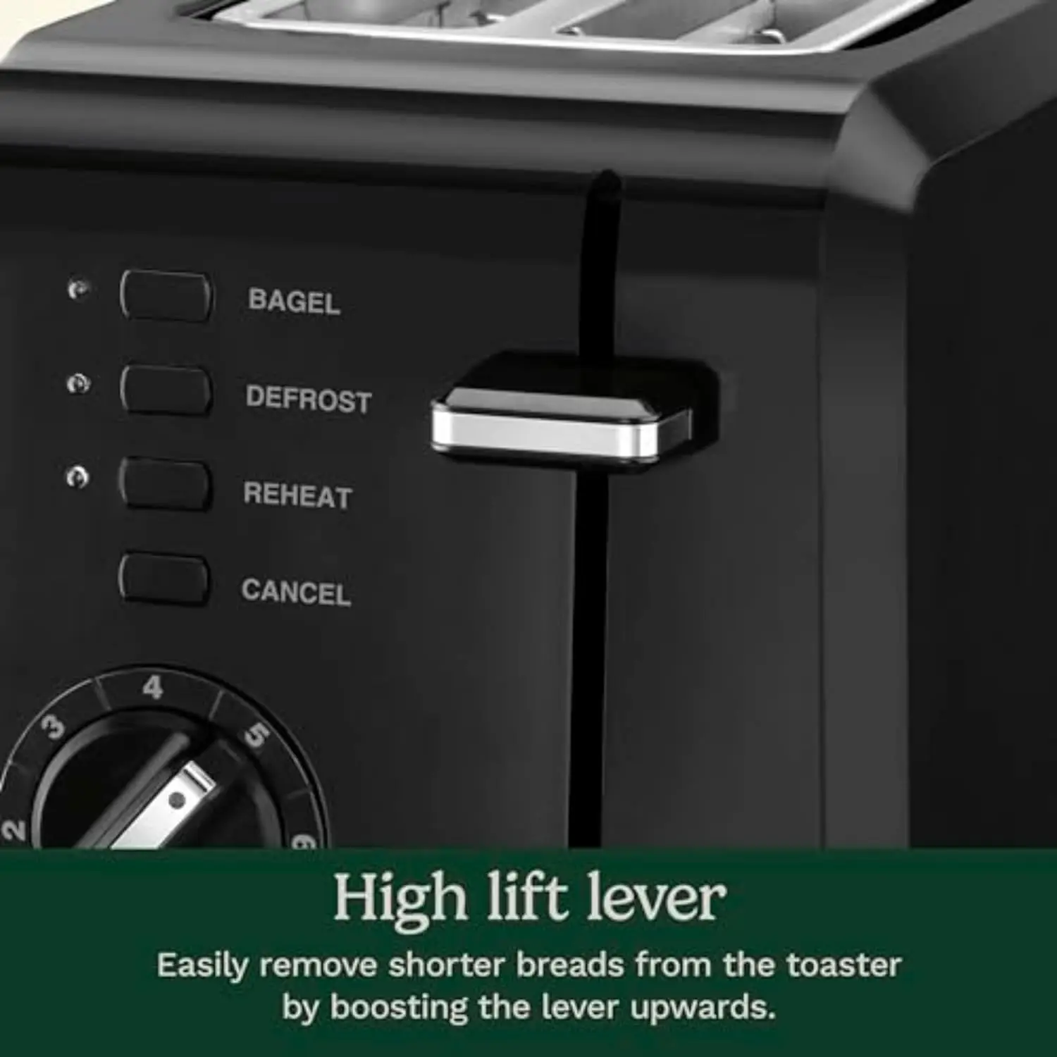 2-Slice Compact Plastic Toaster, Black, Energy-Efficient Mini Breakfast Appliance, Lightweight Design for Home or Office Use