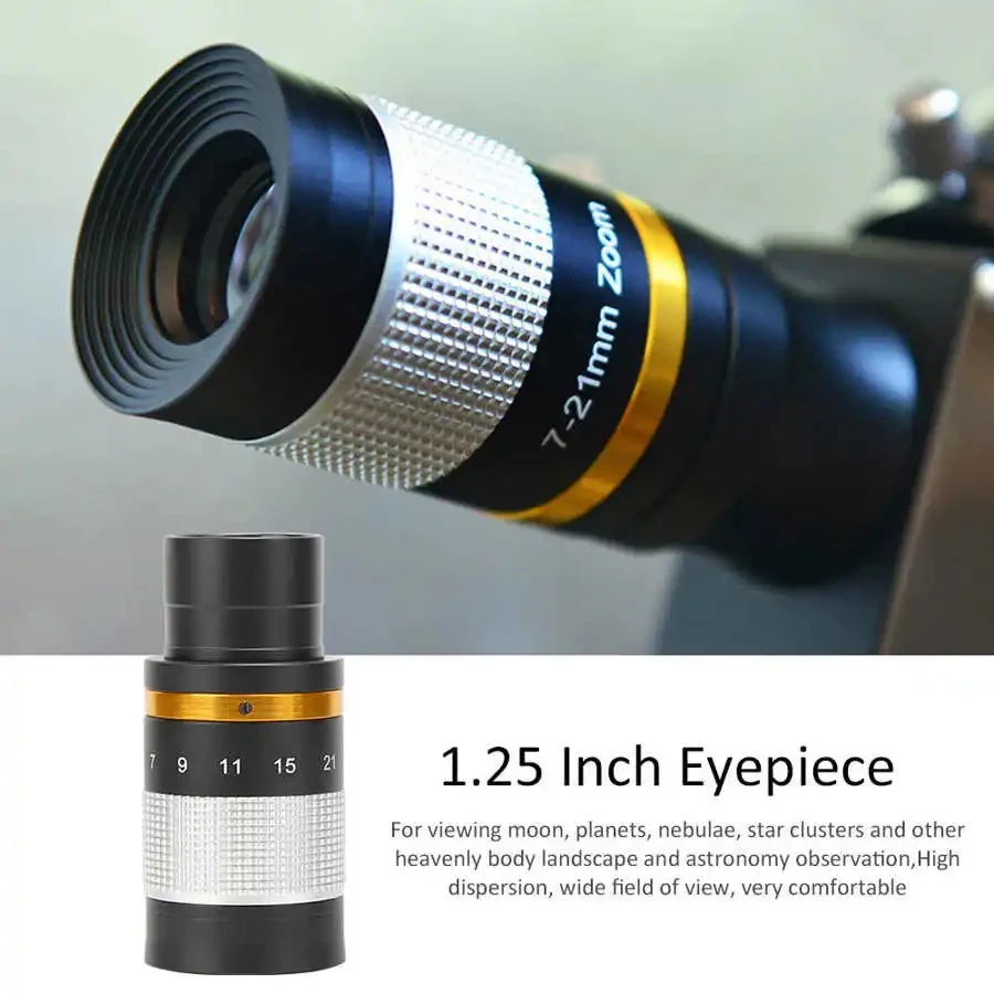 Zoom Eyepiece for Telescope Versatile 1.25inch 7-21mm Zoom Eyepiece for All 1.25'' Astronomic Telescope for Viewing Moon Planets