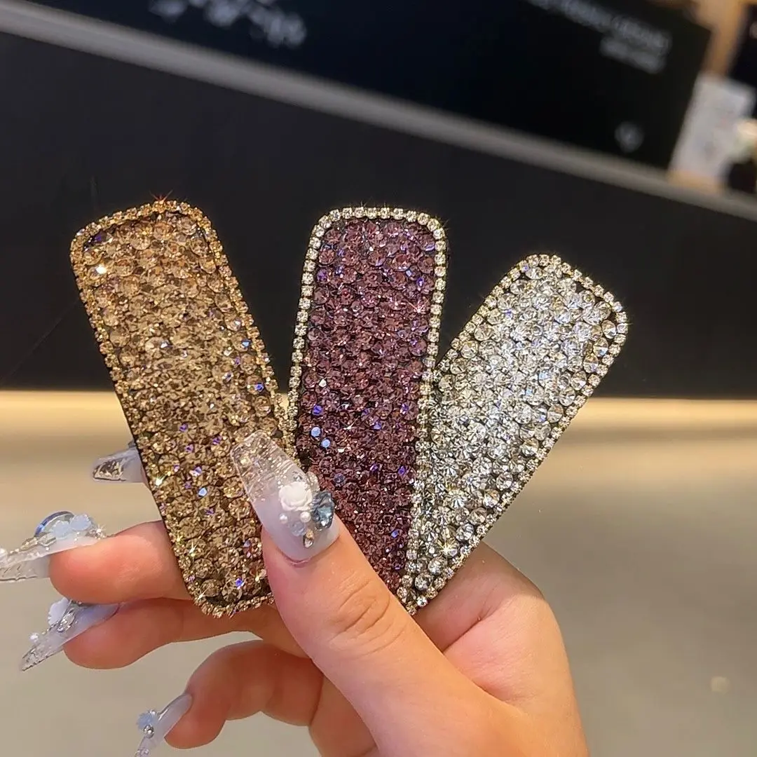 Koreanische Damen Voller Kristall Elegante Haarnadel Seite Haar Ornamente frauen Neue BB Clips Luxus Mode Haar Clips Zubehör – Detail 2