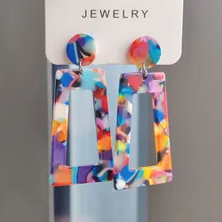 New Colorful Trapezoidal Acrylic Earrings Hot Selling Women'S Accessories Simple Earrings