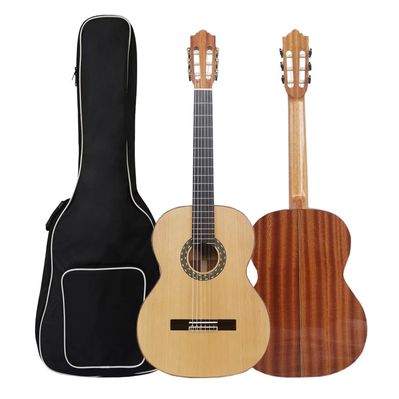 

wholesale price Aiersi small size 36 inch glossy solid cedar top handmade vintage classical guitar