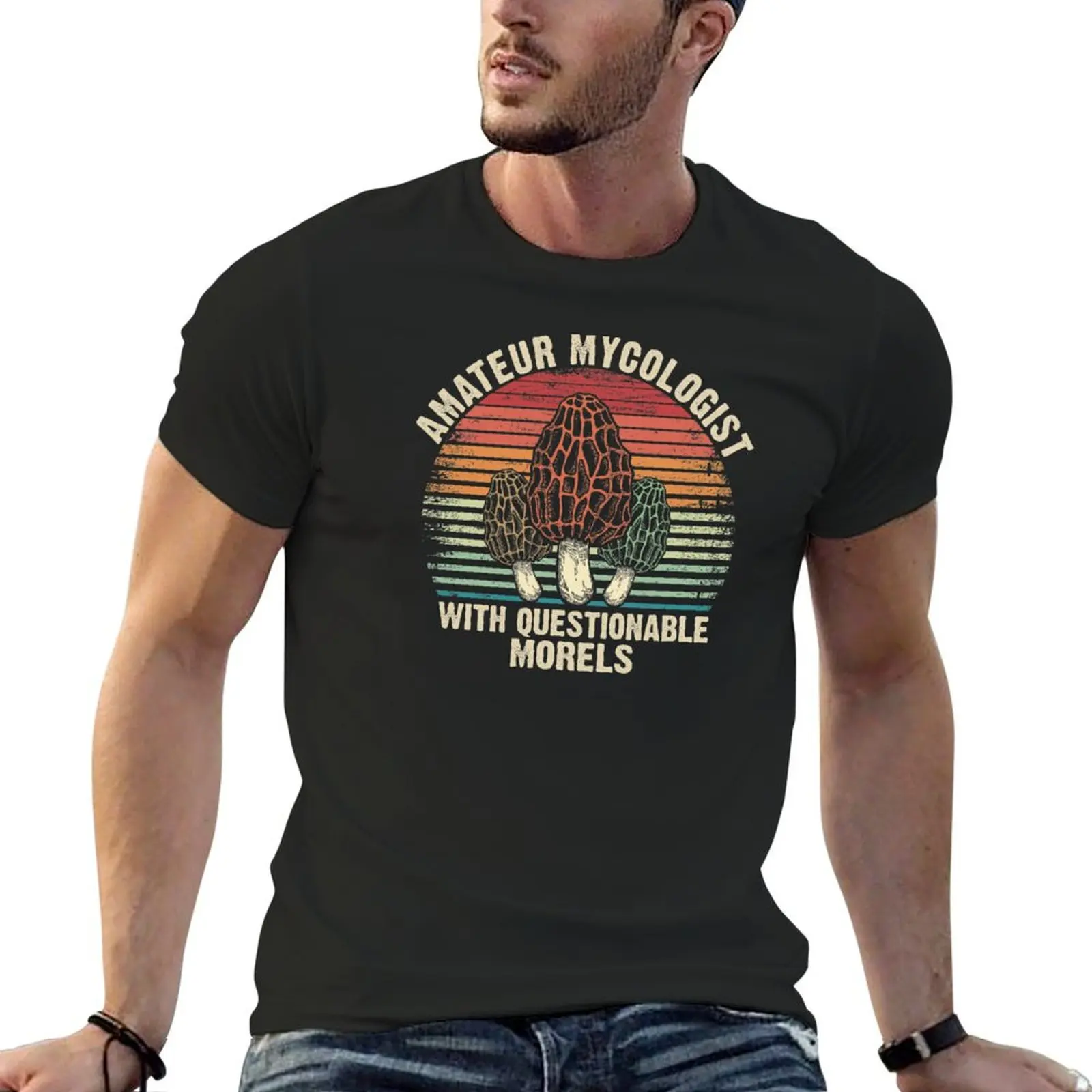 Funny Mushroom Forager Gift Amateur Mycologist with Questionable Morels in Vintage Style T-Shirt