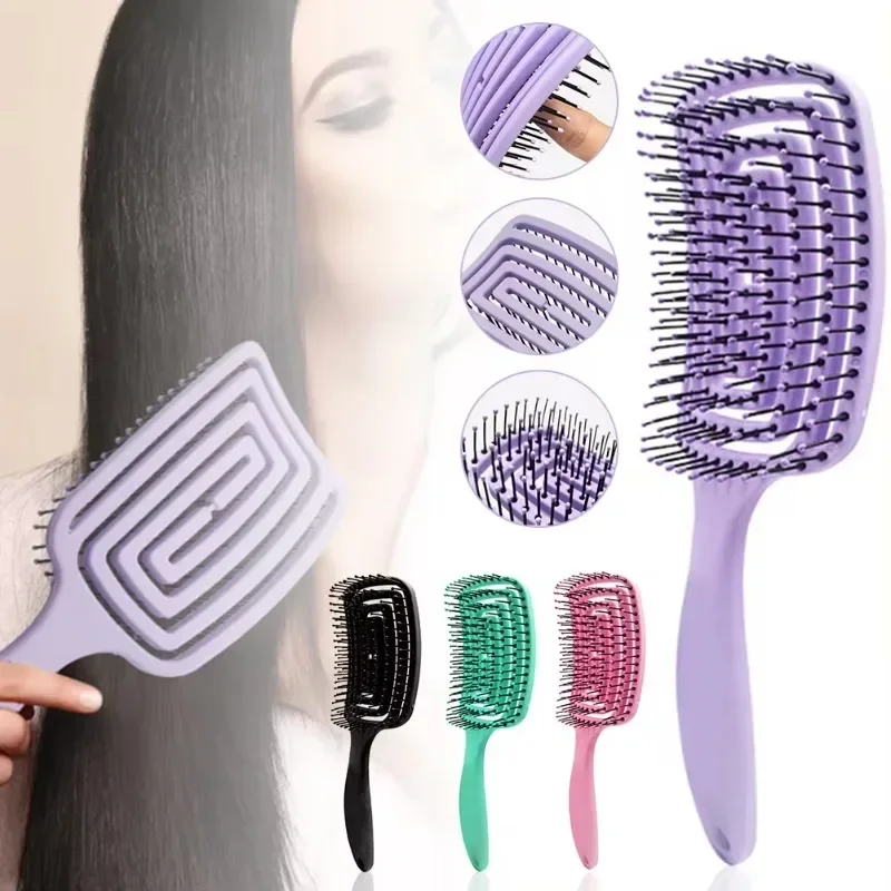 Peine de masaje con cerdas de nailon Para mujer, Cepillo Para desenredar el pelo rizado y húmedo, herramientas de estilismo Para peluquería y salón de belleza