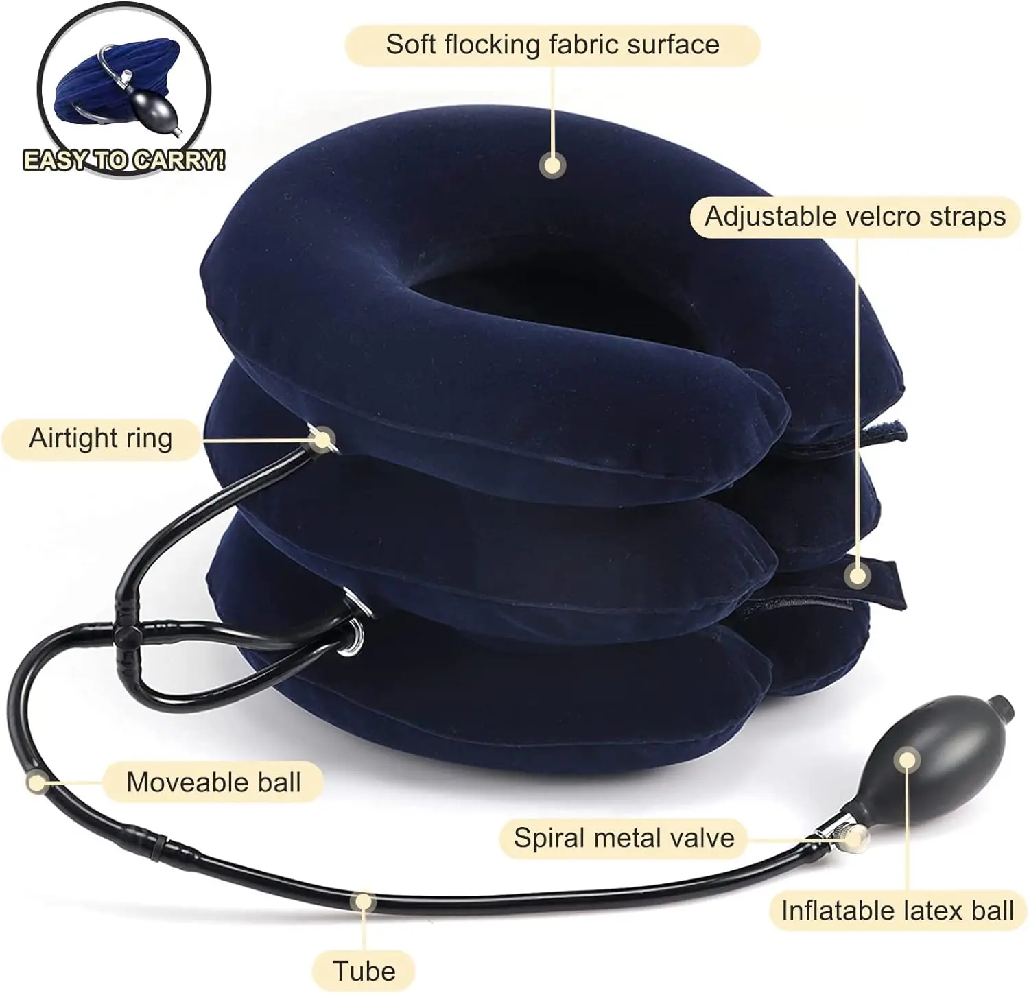 3 Layer Neck Massager Inflatable Air Cervical Neck Traction Support PainStress Relief Neck Collar Pillow Neck Stretching Brace