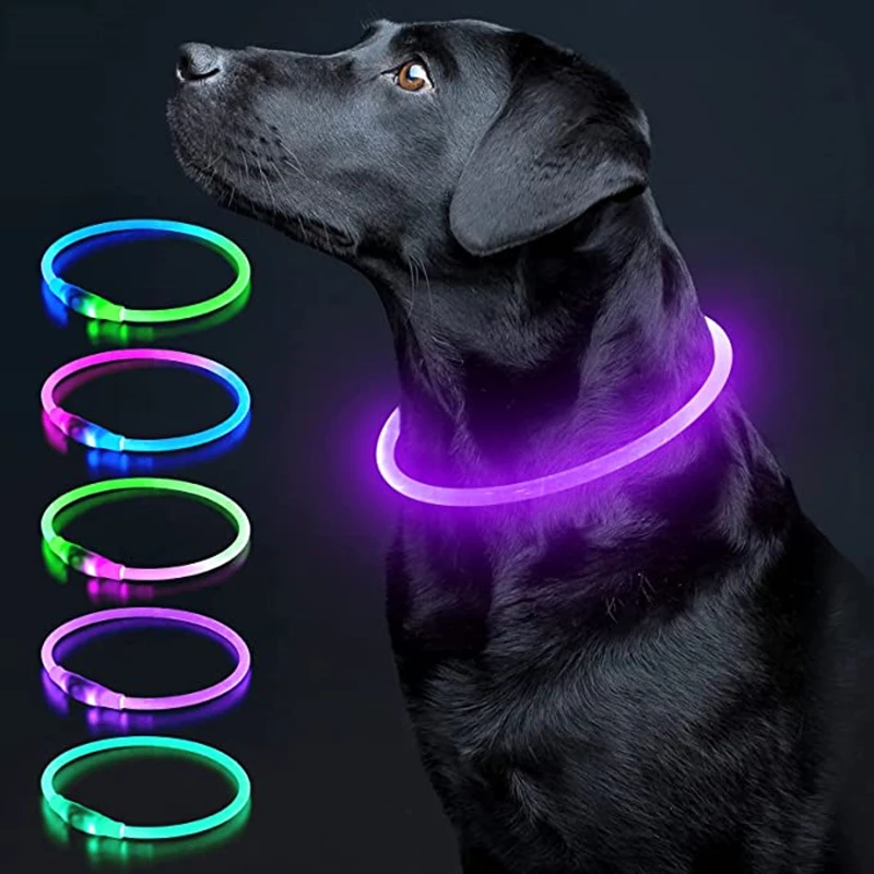 Led lichtgevende halsband licht USB-oplaadketting, knipperende DIY gloeiende veiligheid anti-verloren kat honden halsband accessoires benodigdheden