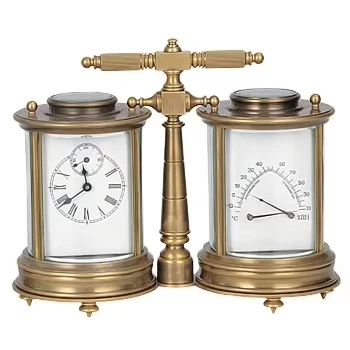 medium-sized cloisonné enamel brass case with integrated twin eight-day cycle alarm clock mechanism, T-shaped car-shaped clock