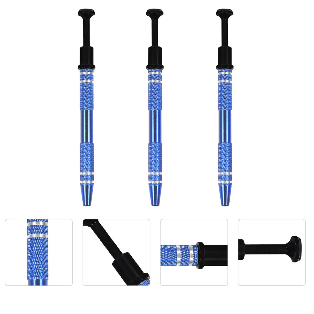 

3pcs IC Chip Pick Up Four Lightweight Retractable Plunger Aluminum Alloy Insulated Handle IC Extraction Tool for DVD PC