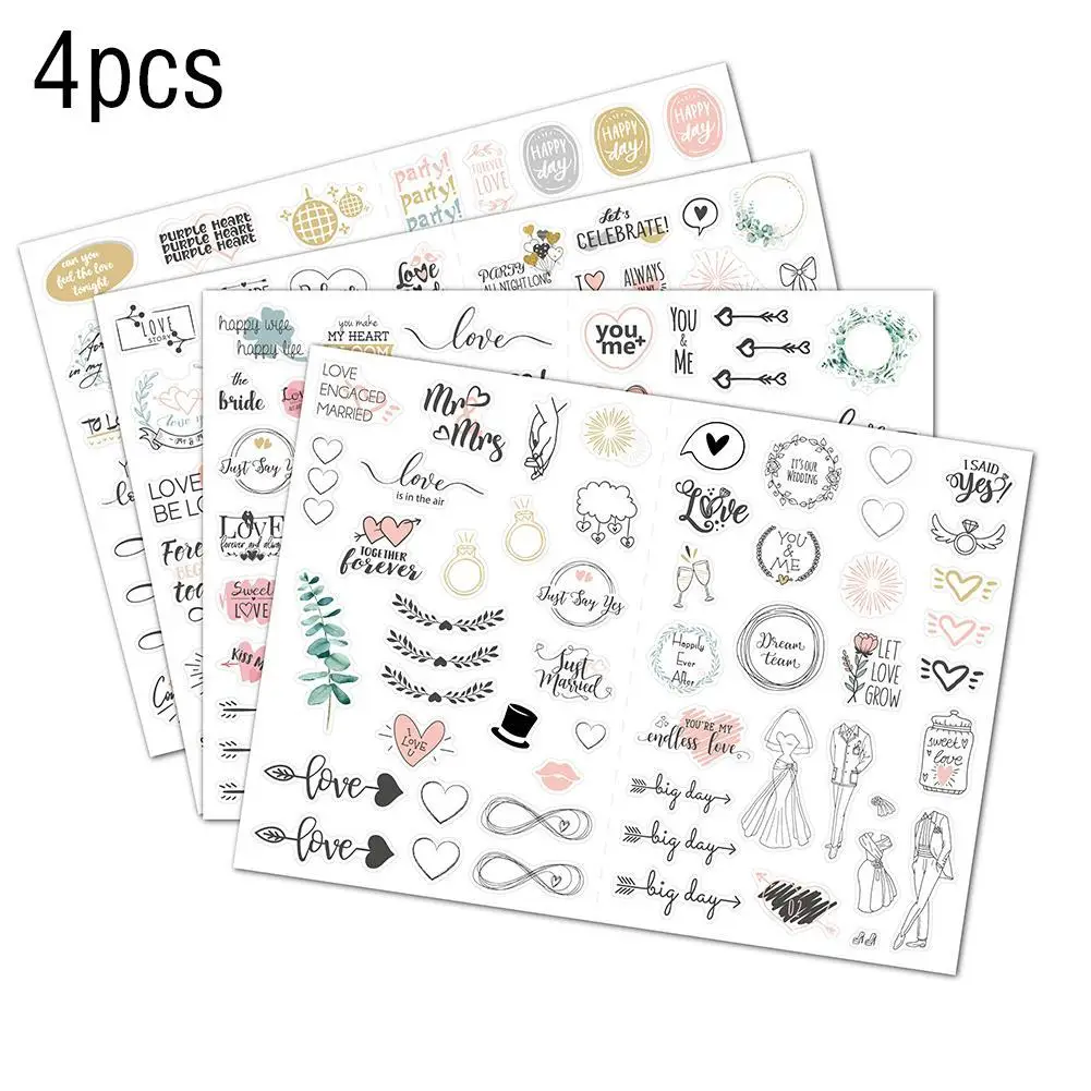 Scrapbooking Stickers Love Adhesive Nail Stickers Hearts Nail Decals For Women DIY Wedding Bliss Stickers Love Color Heart