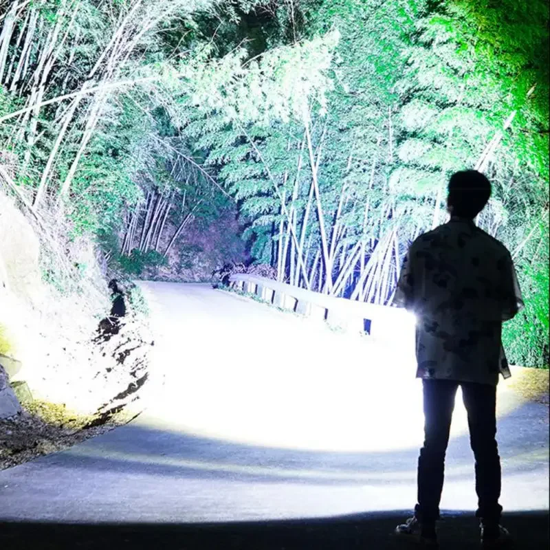 Strong Light Flashlight Fast Typ-c Charging Outdoor Lighting White Laser Flashlight With Cob Warning Side Work Light