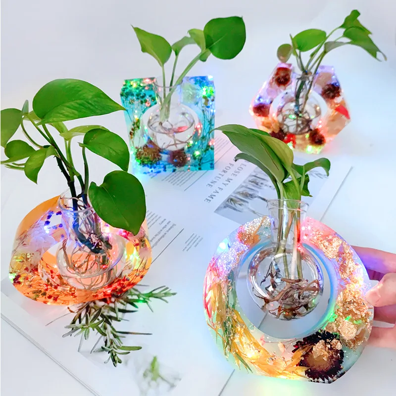 

Vase Frame Cystal Epoxy Silicone Mold DIY Plant Hydroponic Flower Vase Desktop Ornament Silicone Mold For Resin Making