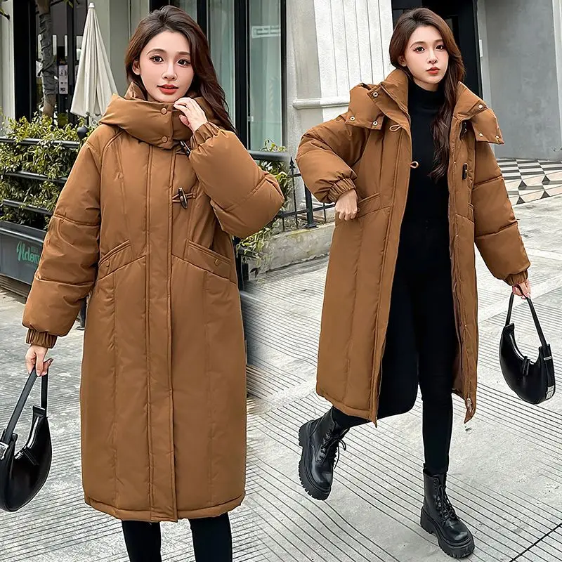 

Winter Women's Down Cotton Jacket Oversized Commuting Hooded Long Parkas