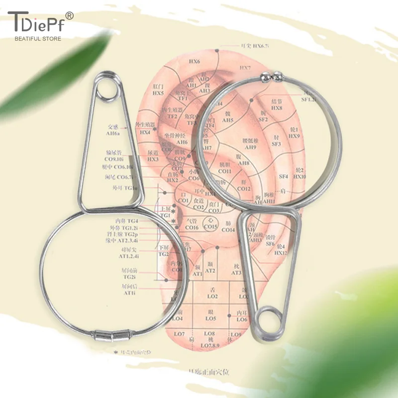 1*Magnetic Ear Acupuncture Point Clamp Stainless Steel Massage Clip Portable Ear Massager Clip With Ear Acupuncture Points Chart