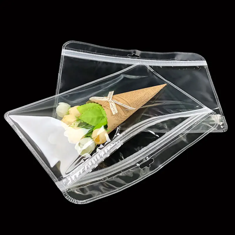 50pcs/lot Thicken Plastic Bags Clear Zip Lock Pouches for DIY Jewelry Retail Package Hanging Bags Resealable Storage Pouches