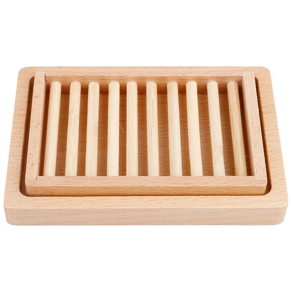 

Мыльница, двухъярусный держатель для мыла, деревянный поднос для хранения мыла, аксессуары для ванной комнаты 14*10*2,5 см