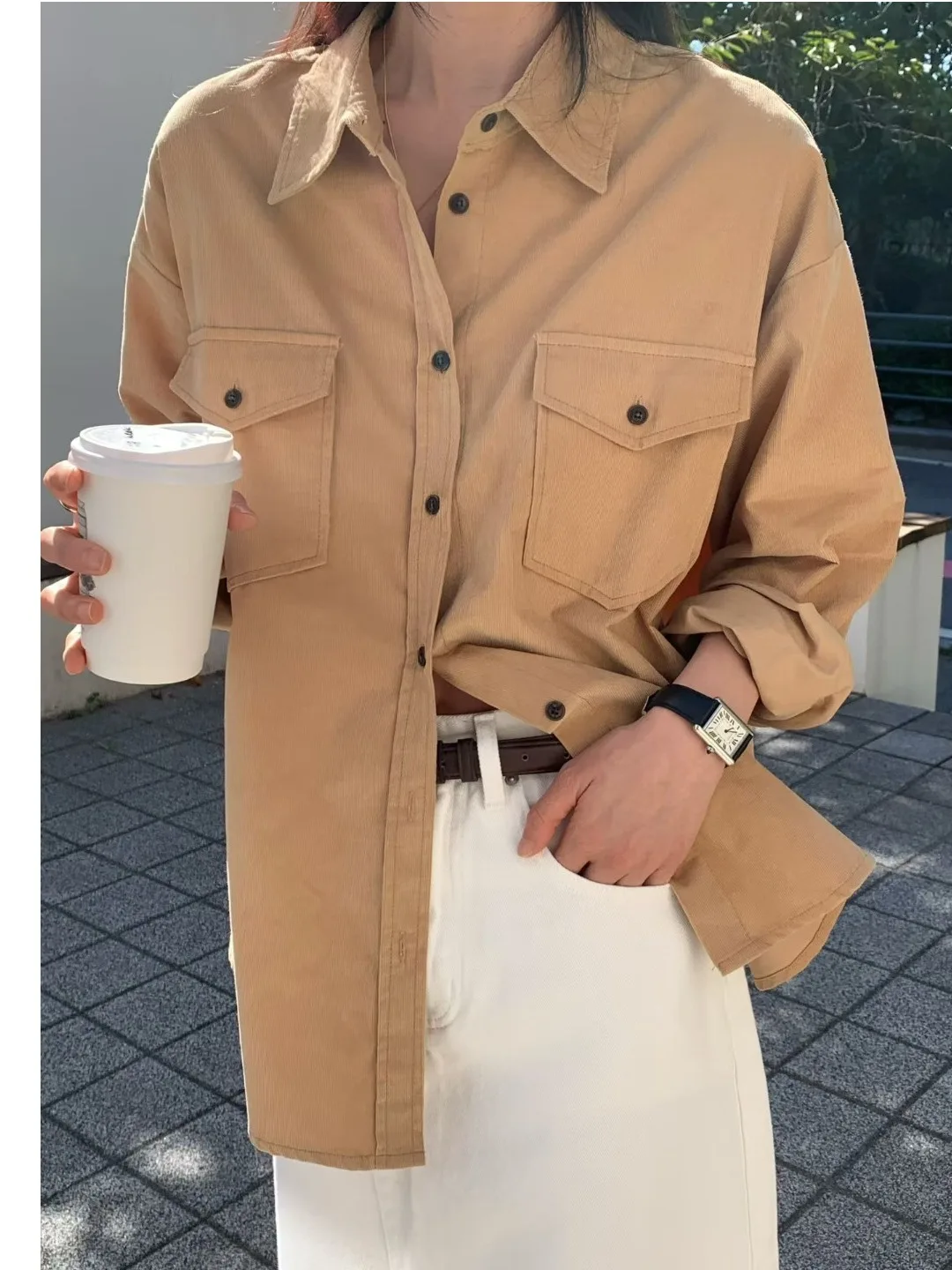 

Retro Lazy Style Open Cardigan Women's Spring Season Design Loose Versatile Velvet Long Sleeve Shirt Korean Loose Fit P...