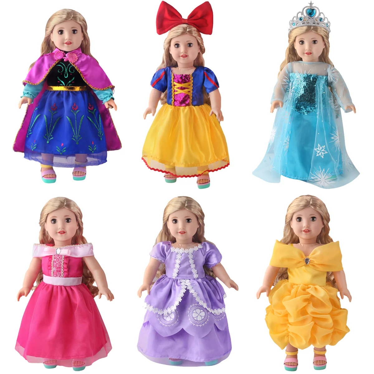 Role Playing Anime Character Costumes 18 Inch Girl Doll Princess Clothes Our Generation of Children's Toy Dolls Accessories Prin