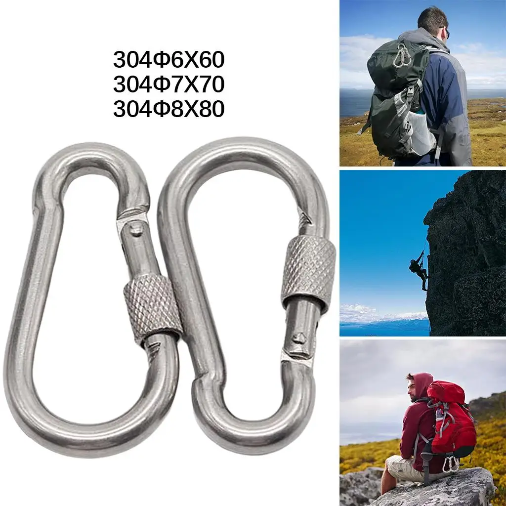 2Pack Carabiner Heavy Duty ขนาดใหญ่แข็งแรงทนทานสกรูล็อคตะขอชุด