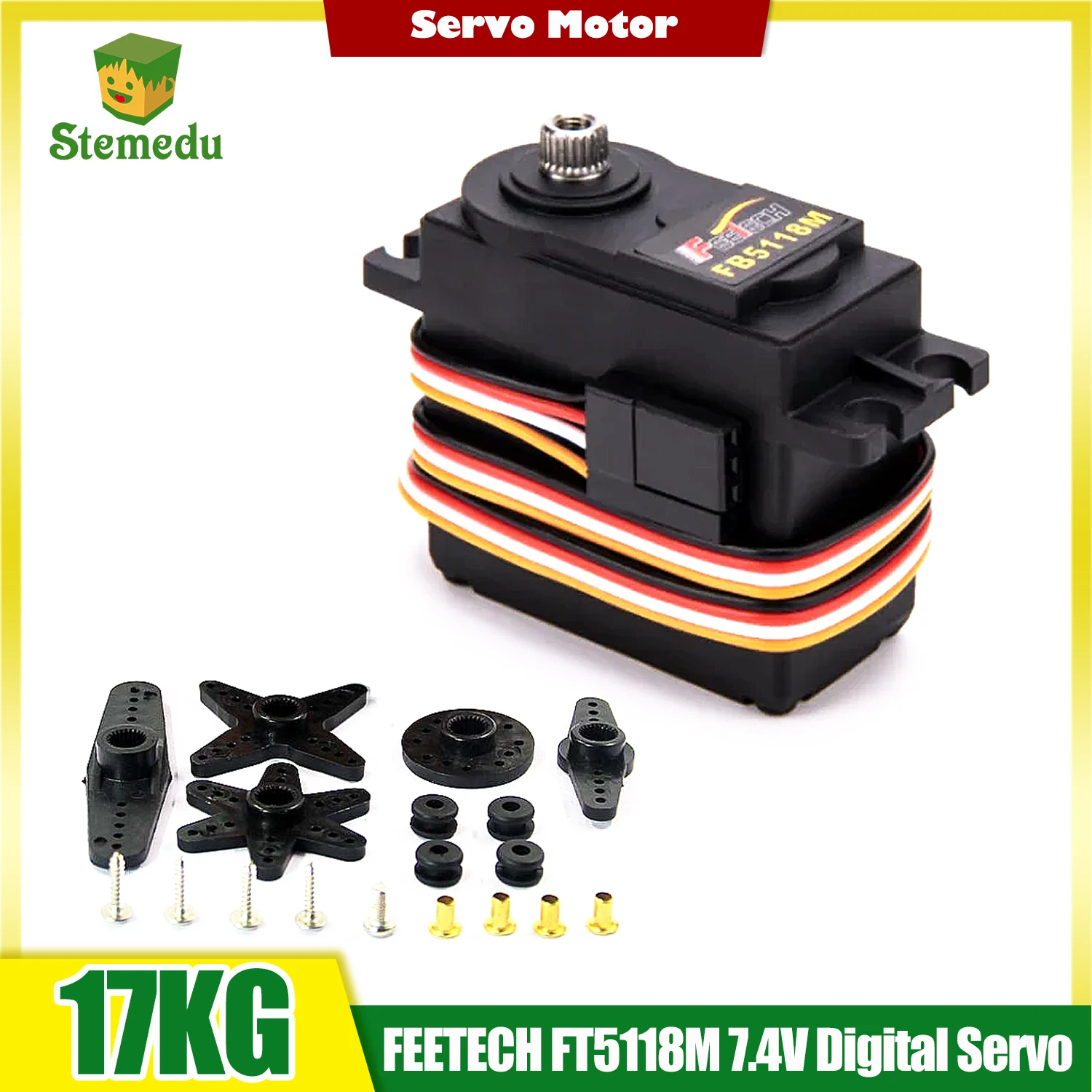 Feetech FT5118M Servo Digital 7,4 V 17 KG par rotación de 280 grados todos los engranajes de Metal dirección del Motor para robótica RC 1 Uds 2 uds 4 Uds