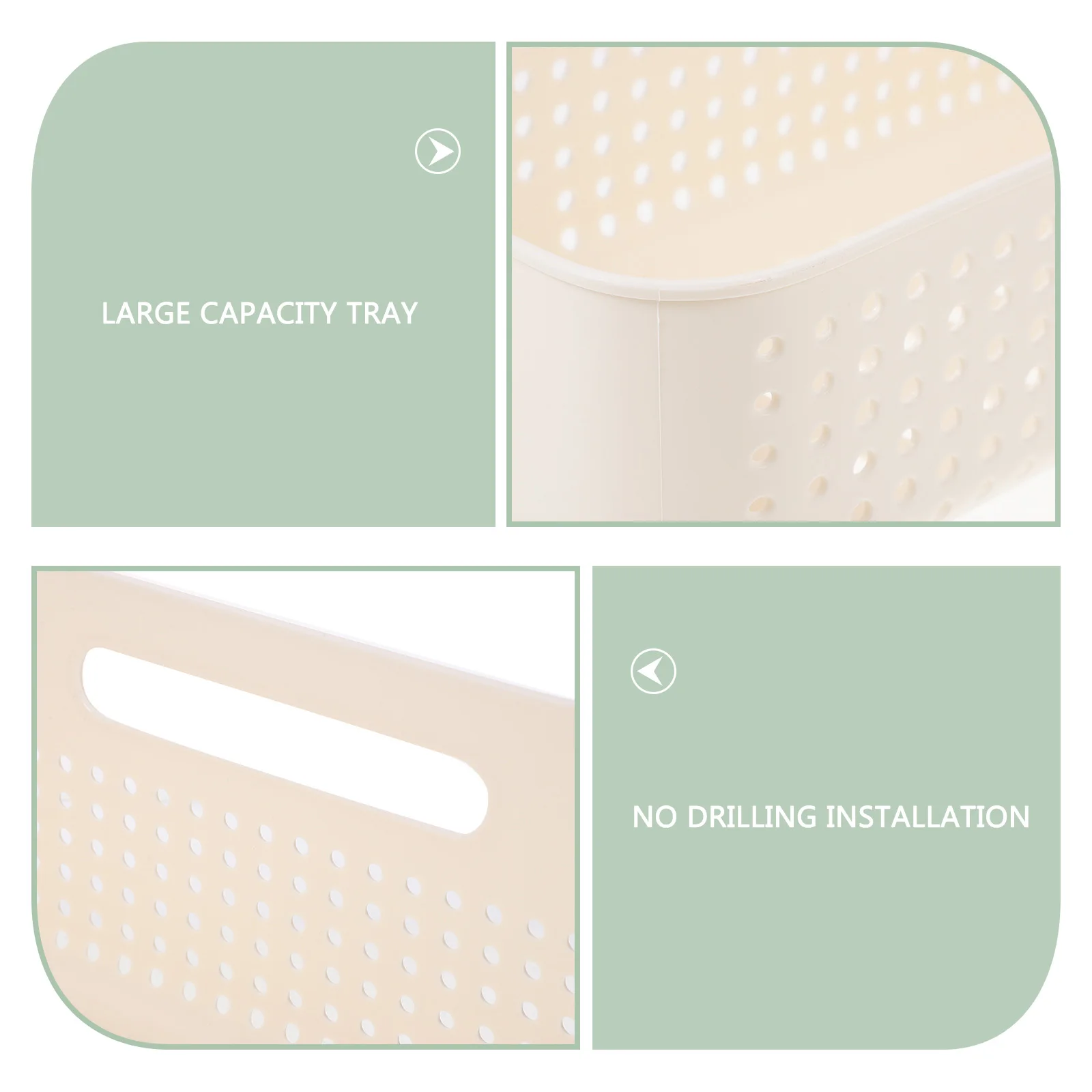 

1 Set Wall Mounted Storage Basket No Drill Kitchen Bathroom Organizer For Toiletries Condiment Bottles Large Capacity Hanging