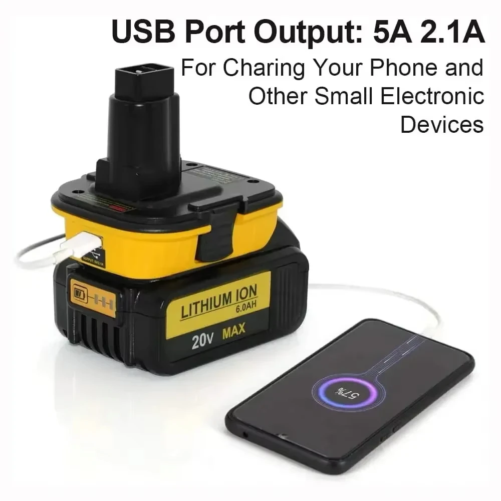 DCA1820 Power Tool Adapter USB Power Bank For Dewalt 20V Li-ion Battery DCB200 for Dewalt 18V Ni-cd Ni-mh Battery Tools DC9096 view 2