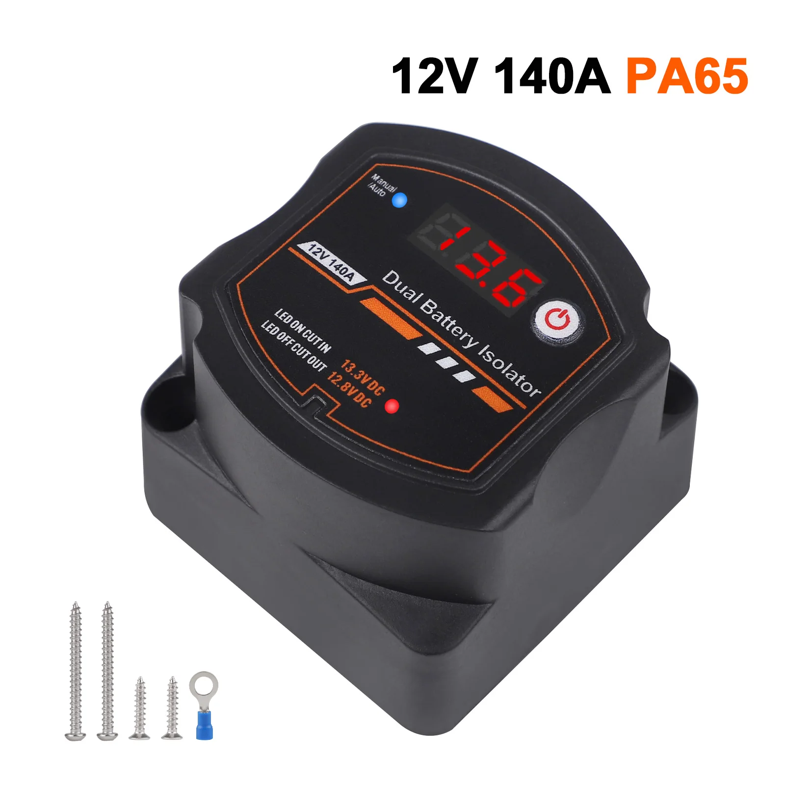 

12V 140A Car Smart Dual Battery Isolator Auto Manual Control Digital Display Voltage Sensitive Relay VSR For RV ATV Boat Camper