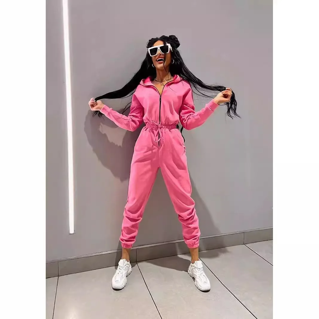 

Autumn Women's Hoodies Monochrome Long-Sleeved Jumpsuit Solid Color Zip-up Sportswear Female Winter Casual Tracksuit 2025