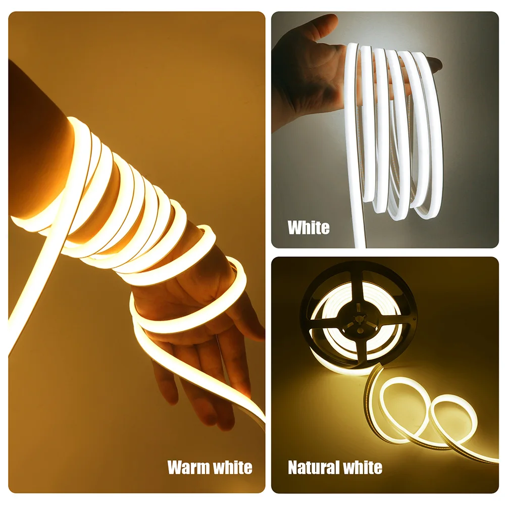 2 Sided Bright COB LED Neon Light Strip 12V 24V Waterproof Flex Rope Lights 320LED/m Linear Lighting 1m 2m 5m 10m 15m 20m 0.5m