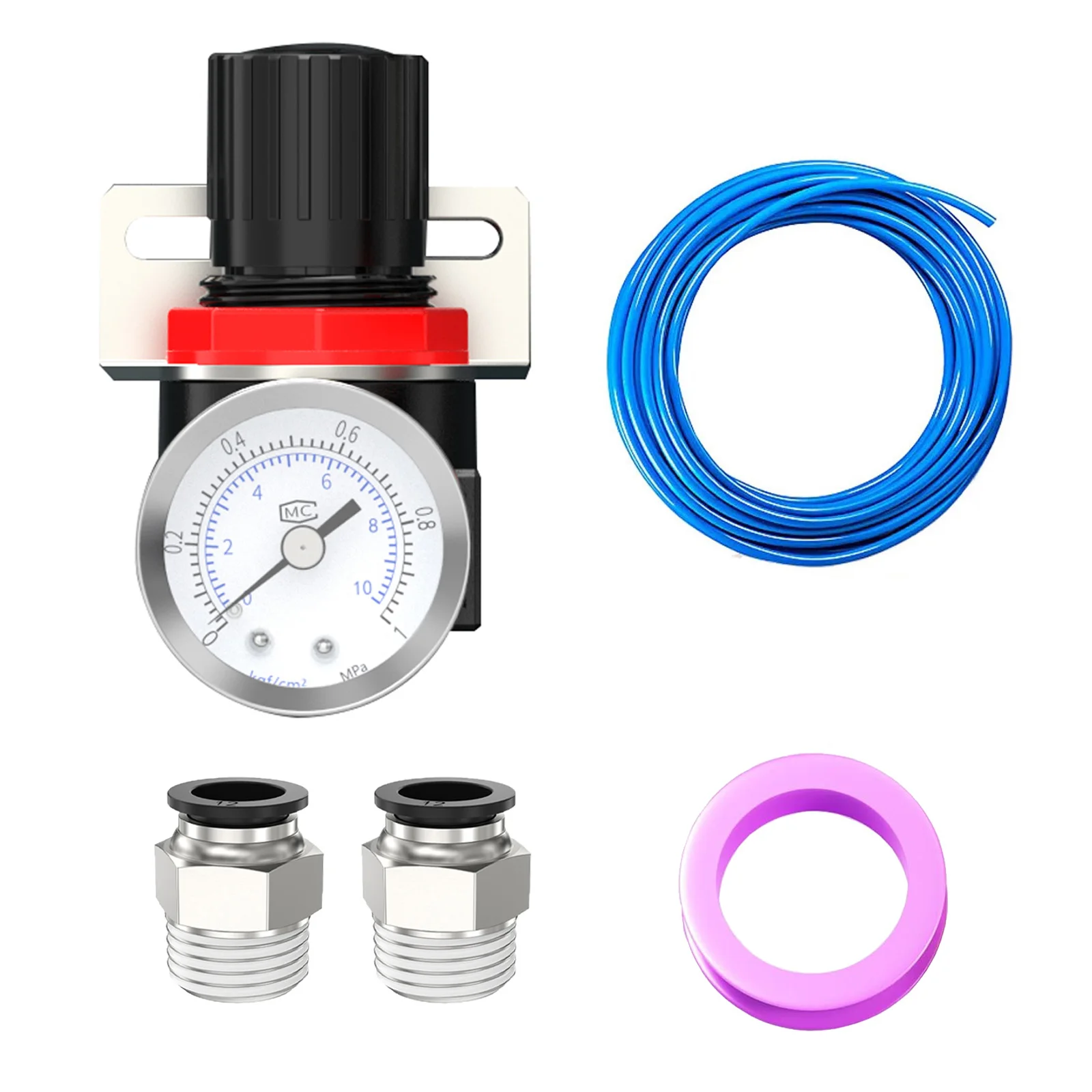 

Регулятор сжатого воздуха AR2000 1/4 "воздушный компрессор, клапан регулирования давления воздуха с манометром 10 м, воздушная труба 8x5