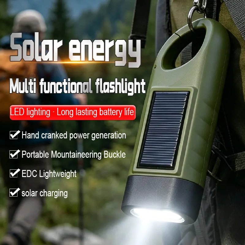 Solar Outdoor LED Hand Pressing Dynamo  Crank Power Flashlight Torch Light Hand Press Crank Camping Lamp Emergency Lantern