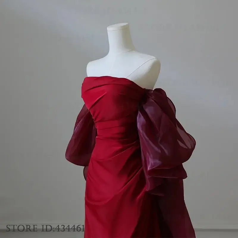 부르고뉴 Mesn 빅 보우 신부 웨딩 드레스 패션 여성 드레스 우아한 섹시한 오프 어깨 슬림 이브닝 파티 드레스 Vestidos