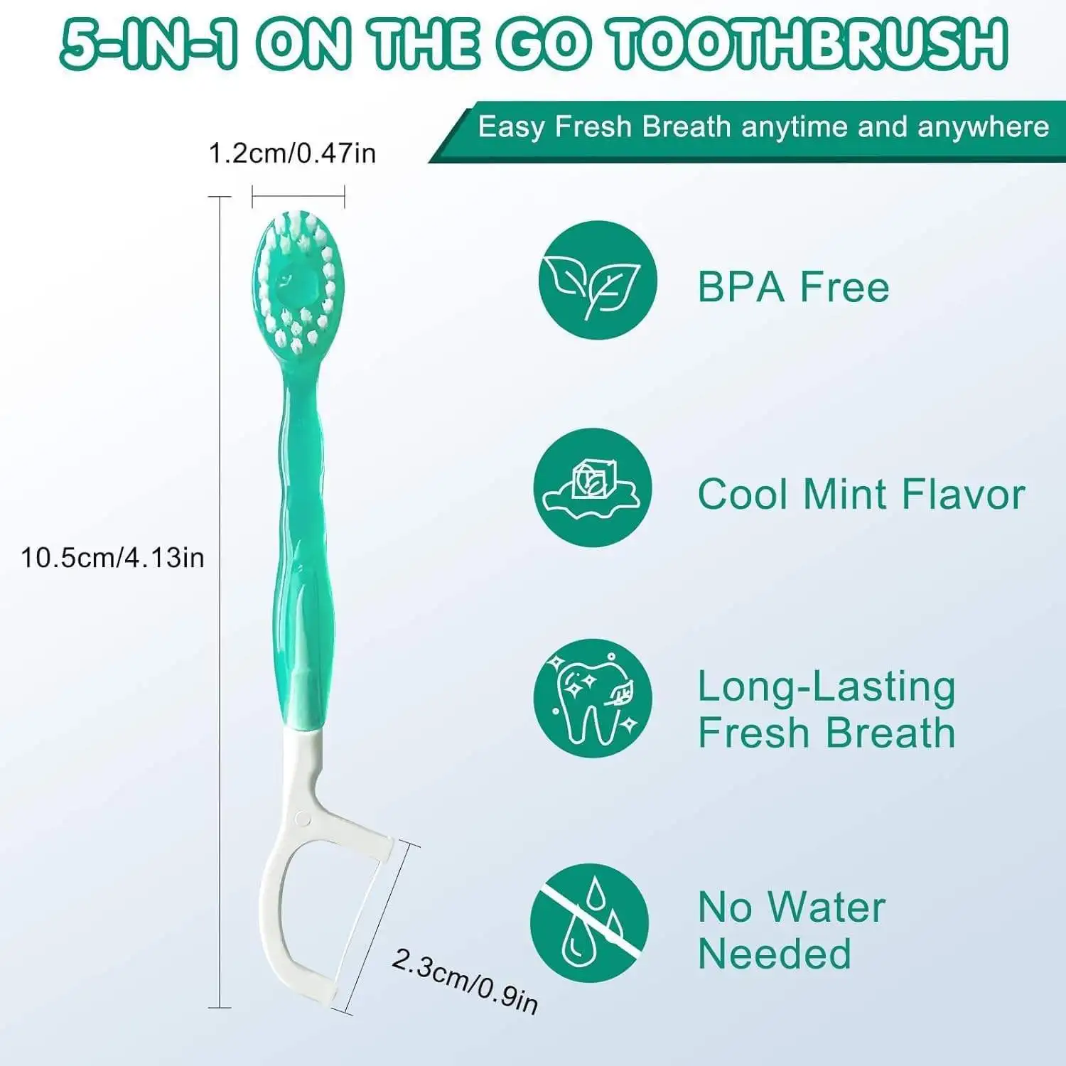 

12 Pcs Toothpaste Capsules 5-in-1 Disposable Toothbrush Soft Bristles, Dental Floss Toothpick Individually Wrapped Travel