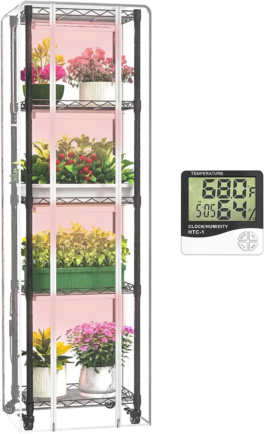 

Indoor Greenhouse with Grow Lights,with 40W Full Spectrum Growing Lamps for Seed Starting , 5 Tier 15.7" L×11.8" W×62.3" H Mini